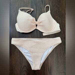 Shade & Shore Cream Textured Bikini Set